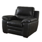 45 Inch Modern Arm Chair, Split Back, Top Grain Leather Match, Black By Casagear Home
