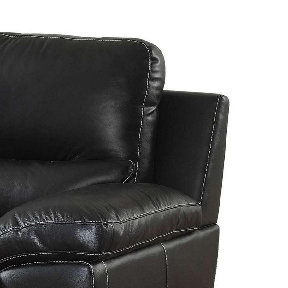 45 Inch Modern Arm Chair Split Back Top Grain Leather Match Black By Casagear Home FOA-CM6502-CH