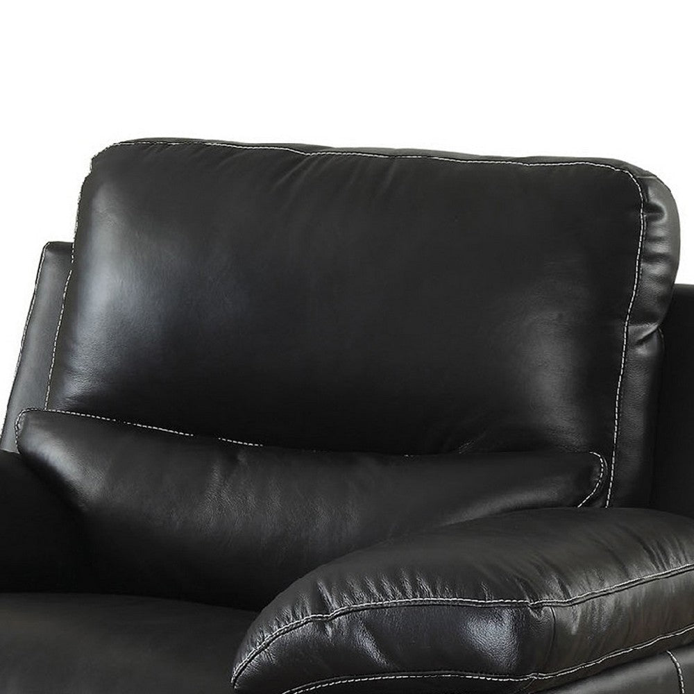45 Inch Modern Arm Chair Split Back Top Grain Leather Match Black By Casagear Home FOA-CM6502-CH