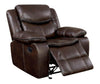 Leatherette Glider Recliner Chair With Large Padded Arms In Brown By Casagear Home