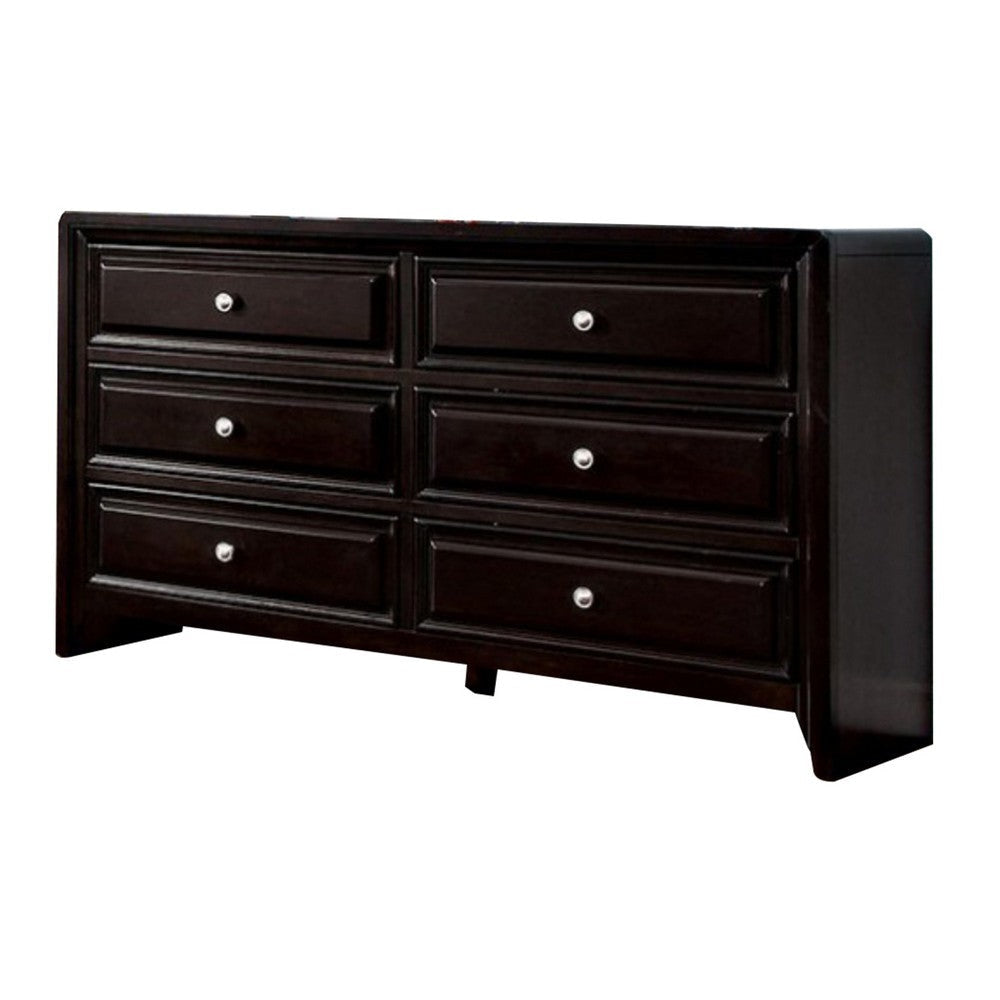 Sophisticated And Transitional Style Wooden Dresser, Espresso Brown By Casagear Home