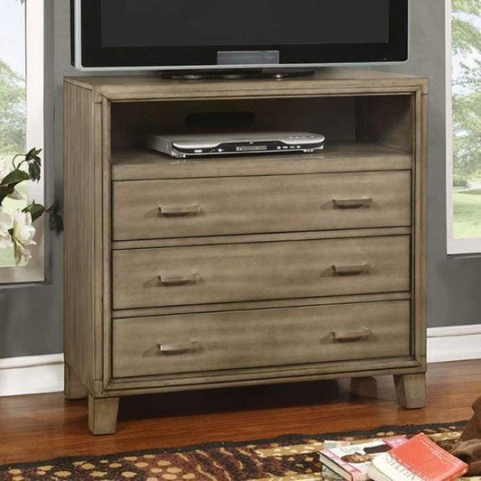 Wooden Media Chest With three drawers, Gray By Casagear Home