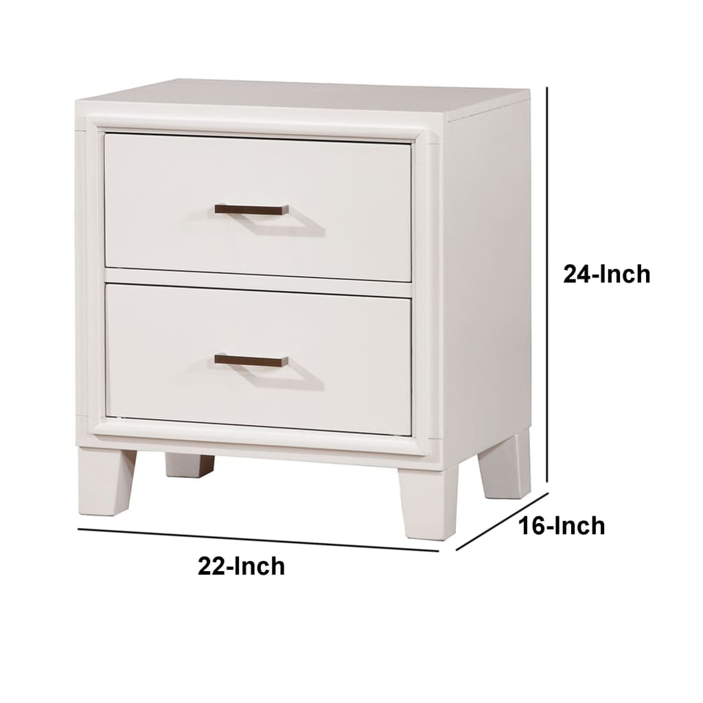 Transitional Solid Wood Night Stand With Drawers White By Casagear Home FOA-CM7068WH-N