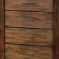 5 Drawers Transitional Wooden Chest with Antique Bar Pulls Rustic Brown By Casagear Home FOA-CM7072C