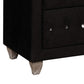 Fabric Upholstered Solid Wood Nightstand with Two Drawers and Crystal Accents Black - CM7150BK-N FOA-CM7150BK-N