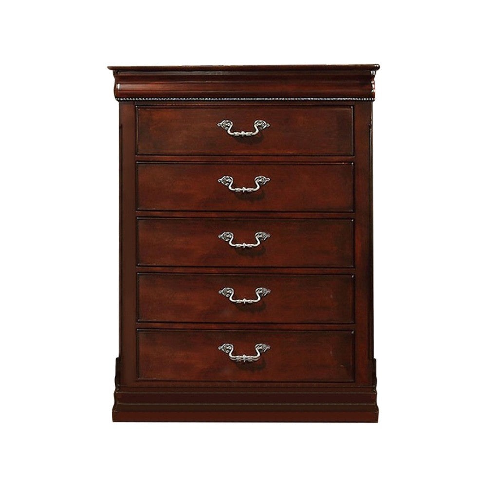 Traditional Style Wooden Bedroom Chest, Cherry Brown By Casagear Home