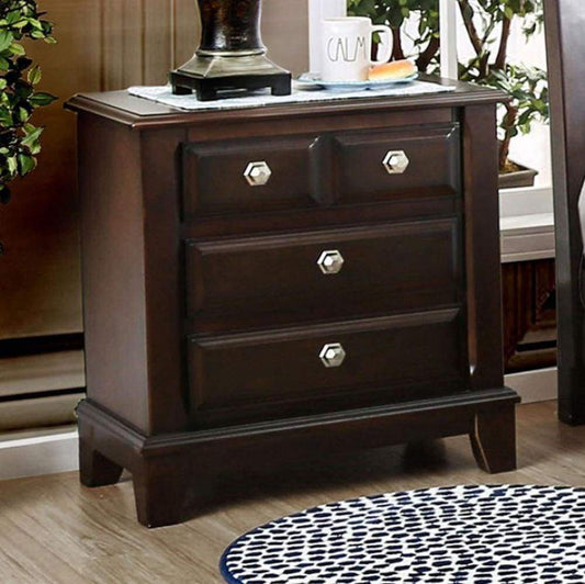 Litchville Contemporary Night Stand In Brown Cherry Finish By Casagear Home