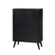 Tall Dresser Chest | 4 Drawer | Round Tapered Legs | Black Finish