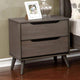 Nightstand | 2 Drawer | Cut Out Pull Handles | Gray Finish