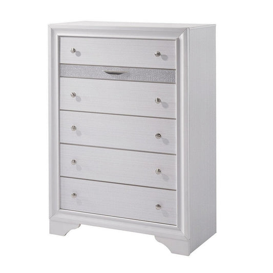 Contemporary Solid Wood Chest With Jewelry Drawer, White By Casagear Home
