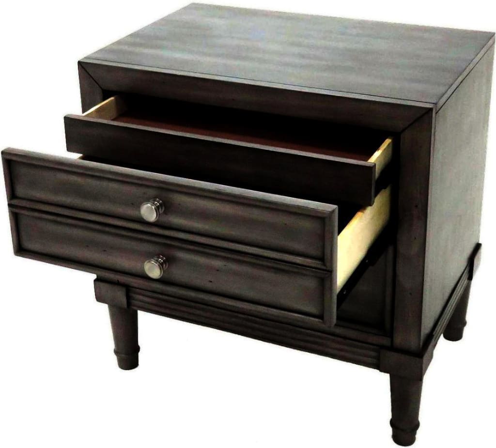 Finely Designed Wooden Night stand with drawers gray By Casagear Home FOA-CM7556N