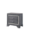 Mirror Trim Accented Two Drawer Solid Wood Nightstand with Bracket Feet, Light Gray - CM7579N