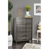 Tall Dresser Chest | 5 Drawer | Transitional Solid Wood | Gray Finish