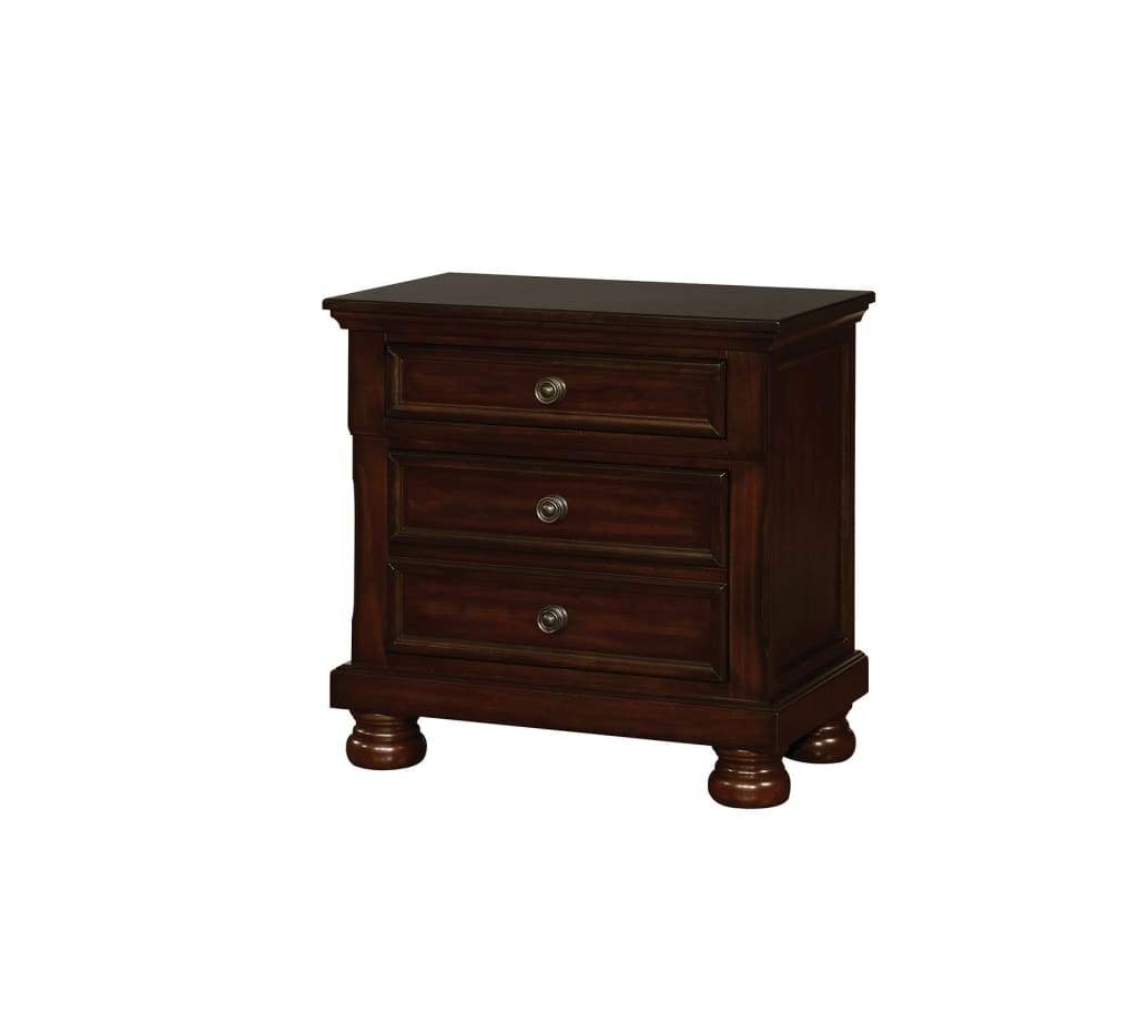 3 Drawer Wooden Night Stand In Cherry Brown By Casagear Home