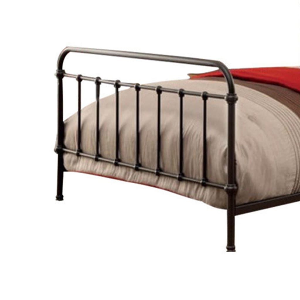 Metal Queen Size Platform Bed with Headboard & Footboard Deep Bronze FOA-CM7701GM-Q