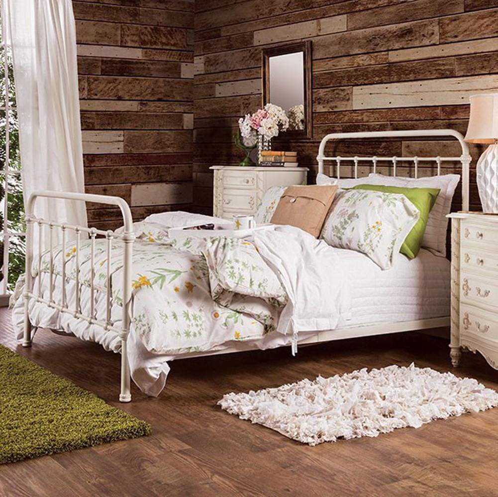 Contemporary Metal Twin Bed in Vintage White By Casagear Home