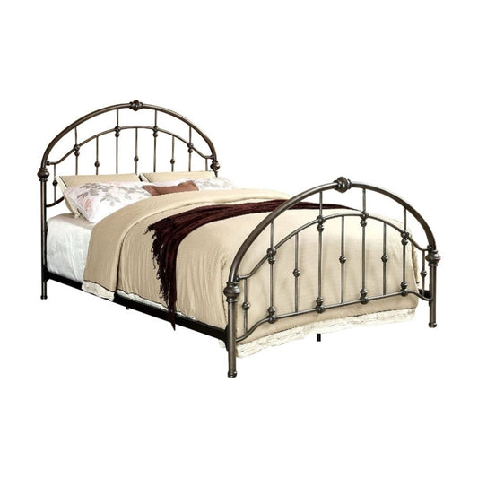 Metal Queen size bed with Headboard & Footboard, Bronze By Casagear Home