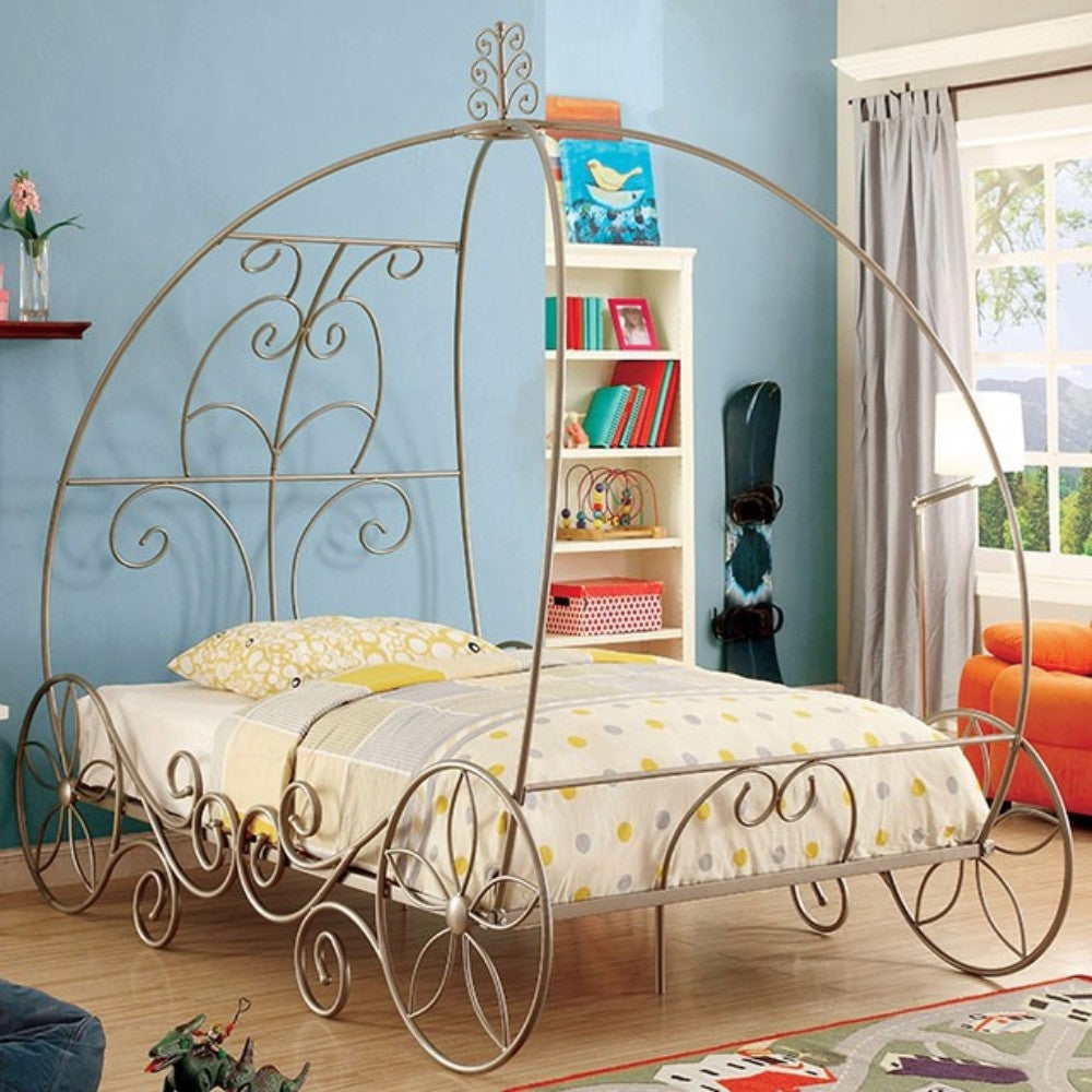 Princess Full Size Bed In Metallic frame, Champagne Gold By Casagear Home