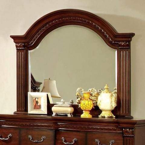 45 x 53 Arched Top Dresser Mirror, Reeded Wood Frame, Cherry By Casagear Home