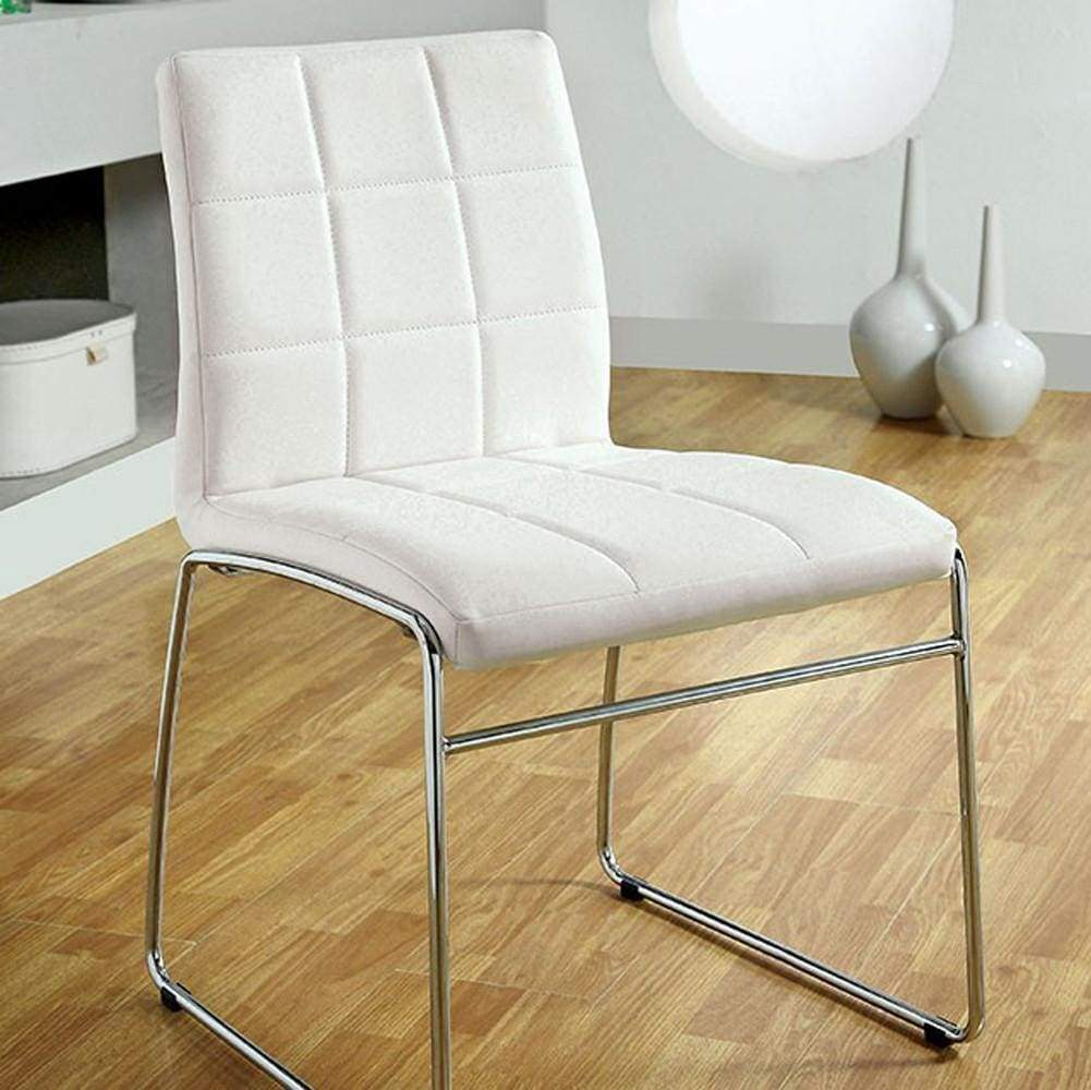 Oahu Contemporary Side Chair With Steel Tube, White Finish, Set of 2 By Casagear Home