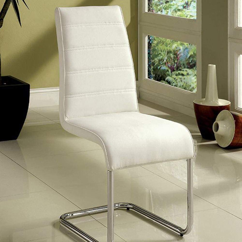 Mauna Contemporary Side Chair With Steel Tube, White Finish, 2Pc By Casagear Home