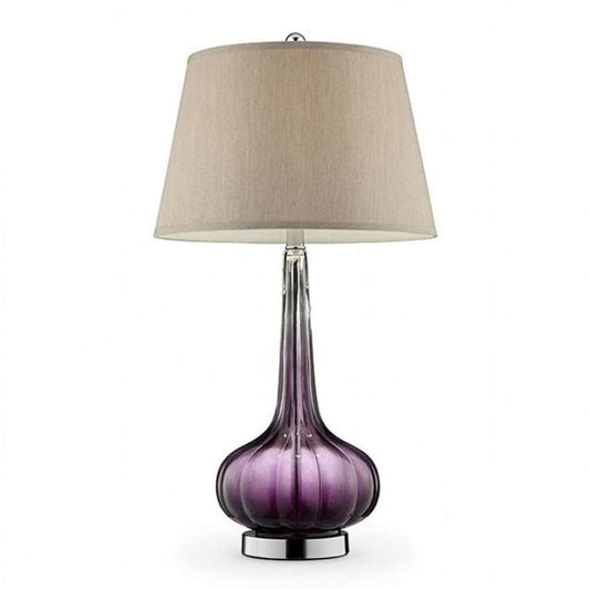 FAY Contemporary  Berry Glass Table Lamp, Purple By Casagear Home
