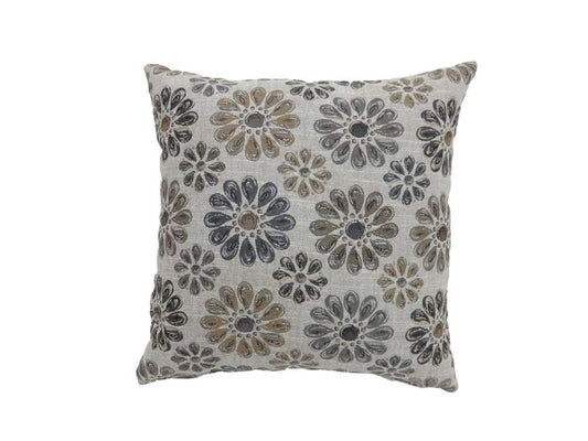 Contemporary Style Floral Designed Set of 2 Throw Pillows, Gray -PL6024GY-L-2PK By Casagear Home
