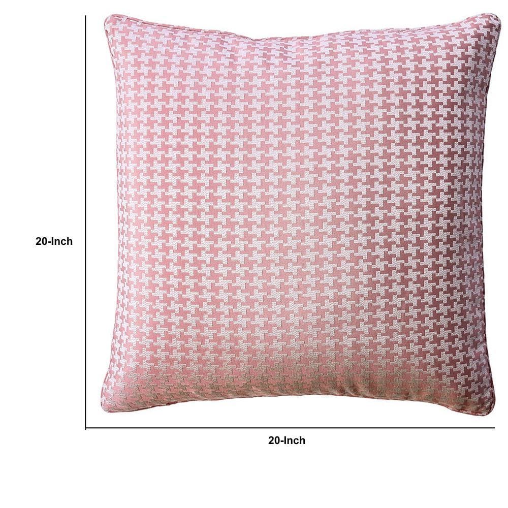 Contemporary Style Set of 2 Throw Pillows With Houndstooth Patterns Rose Pink By Casagear Home FOA-PL8003-2PK