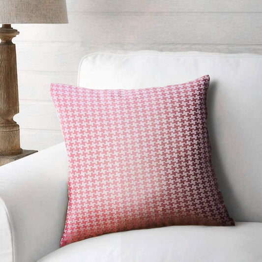 Contemporary Style Set of 2 Throw Pillows With Houndstooth Patterns, Rose Pink By Casagear Home