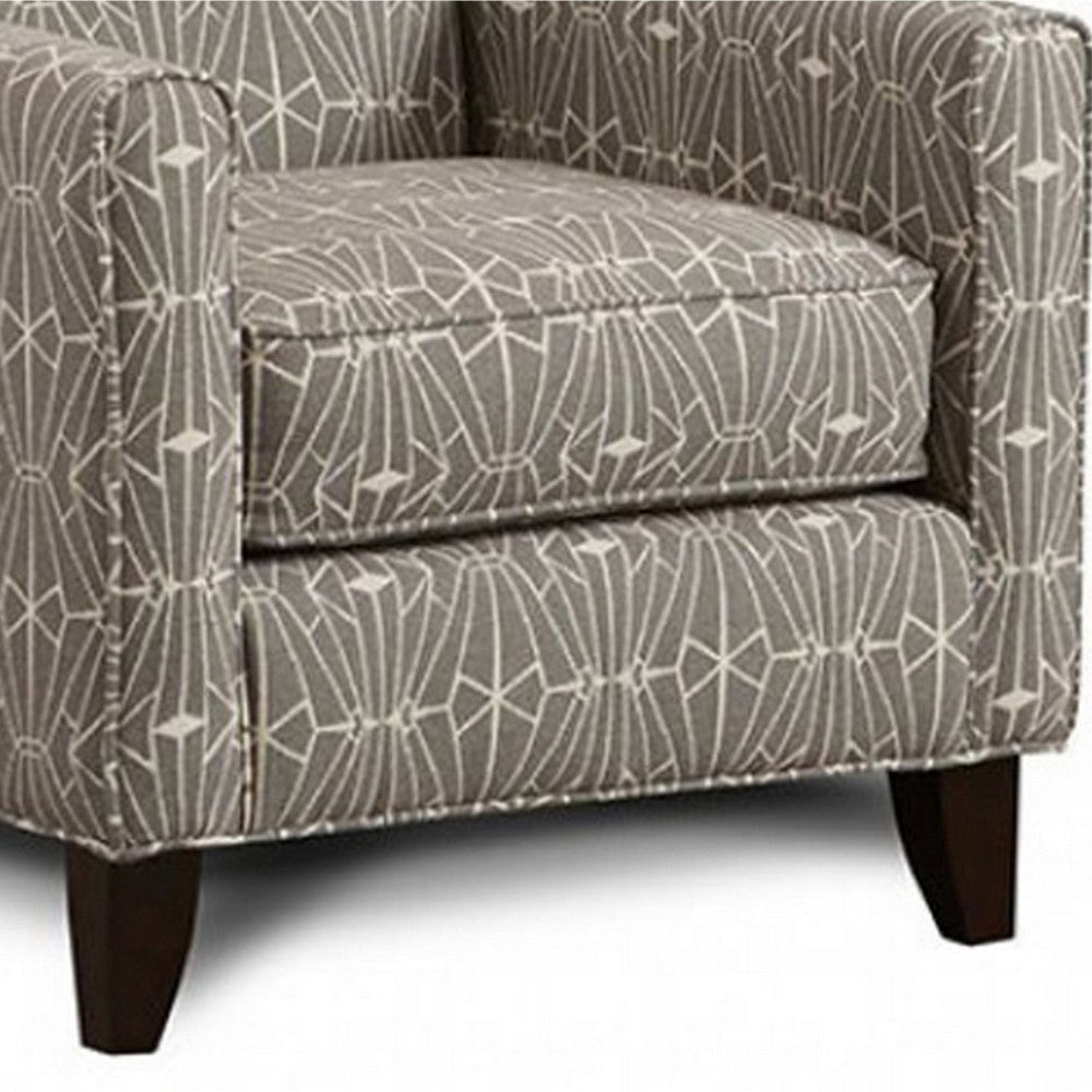 32 Inch Contemporary Accent Arm Chair Geometric Fabric Pattern Gray By Casagear Home FOA-SM8563-CH-EC