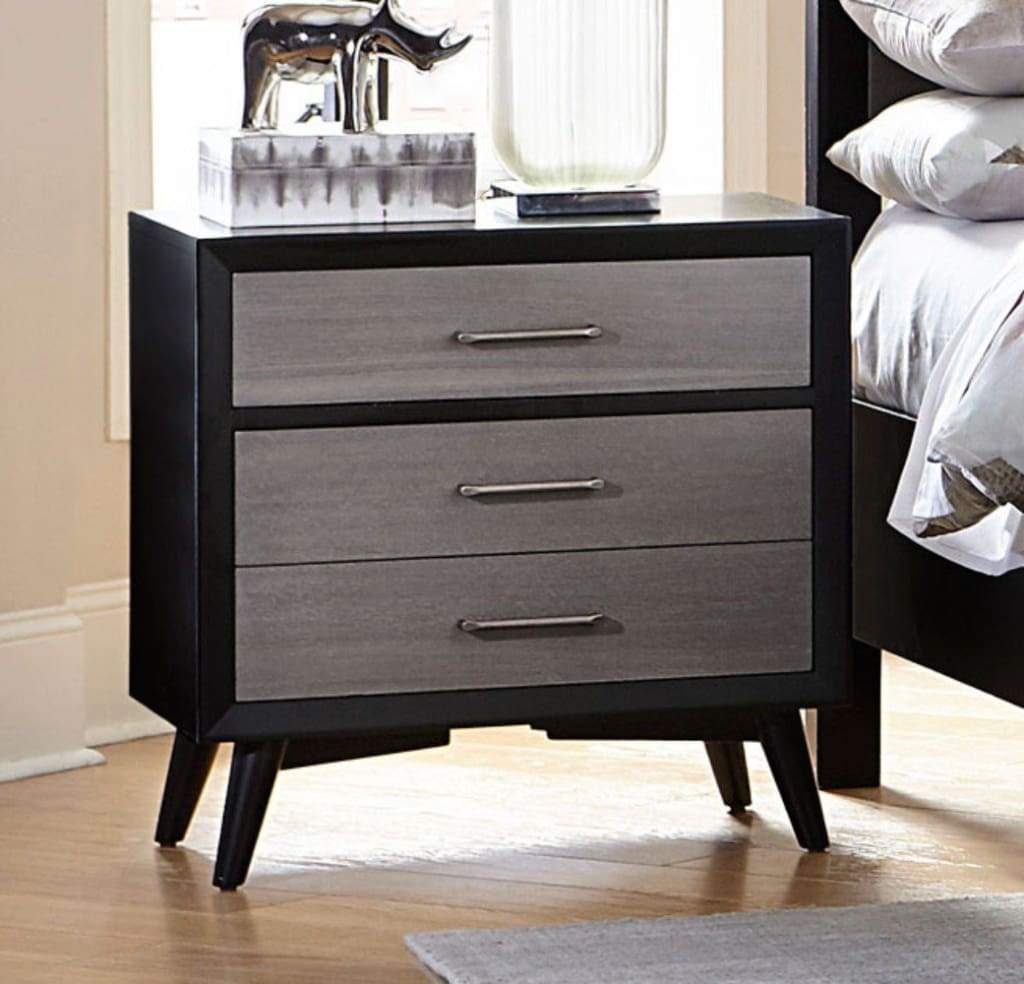 Contemporary Style Wooden Night Stand In Black and Gray
