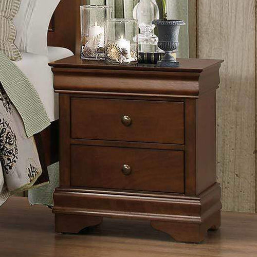 Nightstand | 2 Drawer | Flared Legs | Gray Finish
