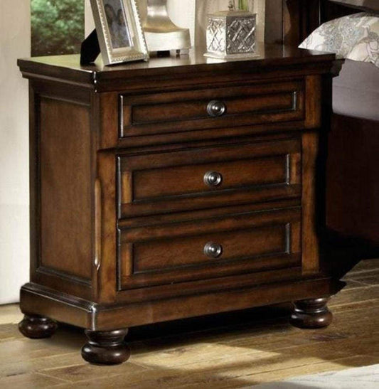 Classic Wooden Night Stand with 3 Drawers Brown