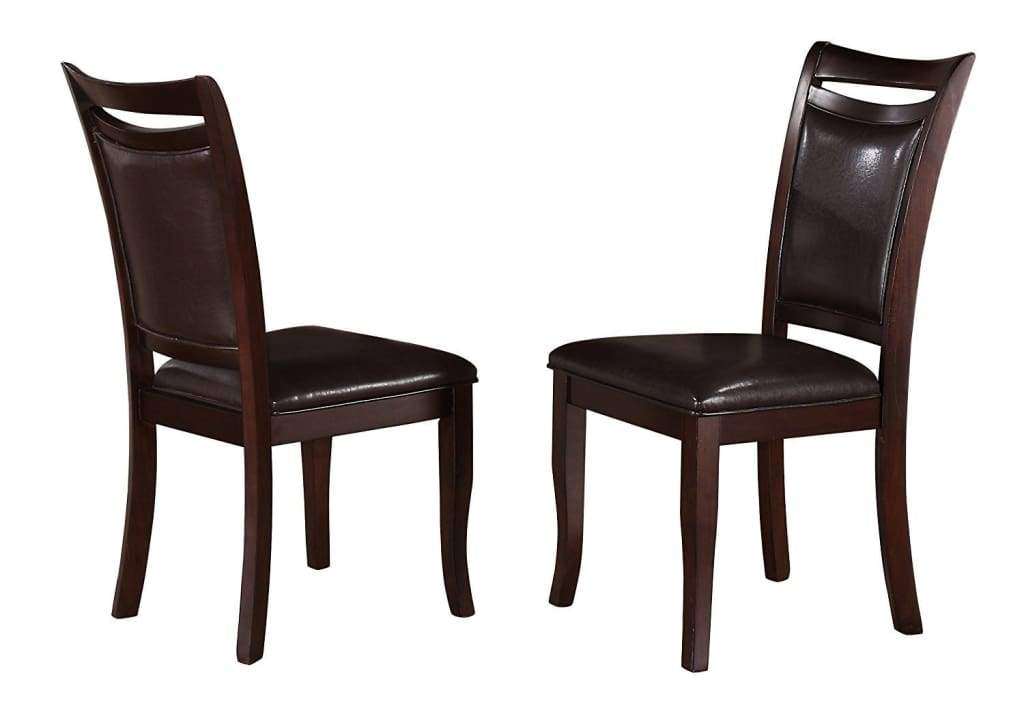 Leatherette Upholstered Wooden Side Chair, Dark Brown (Set of 2)
