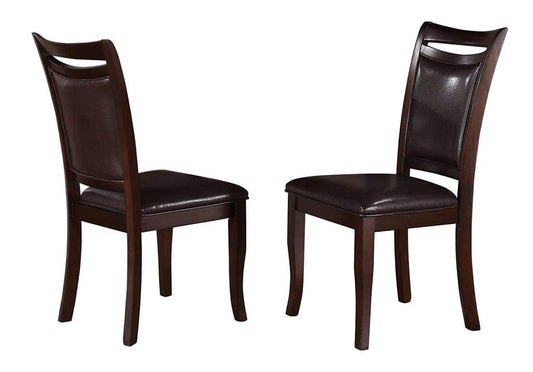 Leatherette Upholstered Wooden Side Chair, Dark Brown (Set of 2)