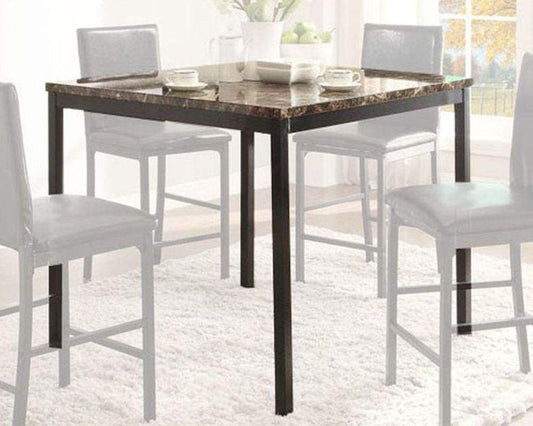 CoUnter Height Table In Metal Frame With Faux Marble Top, Black