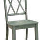 Pine Veneer Side Chair With Double X-Cross Back, Teal Blue, Set of 2