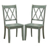 Pine Veneer Side Chair With Double X-Cross Back Teal Blue Set of 2 HME-5516TLS
