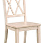 Pine Veneer Side Chair With Double X-Cross Back, White, Set of 2