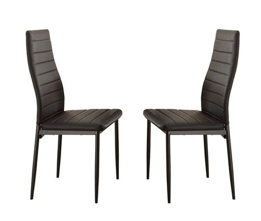 Bi-Cast Vinyl Side Chairs With Curvy Backs, Set of 2, Black