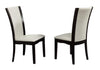 Leather Upholstered Side Chair With Long Back, White and Black, Set Of 2