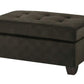 Polyester Upholstered Ottoman With Tufted Seat, Chocolate Brown