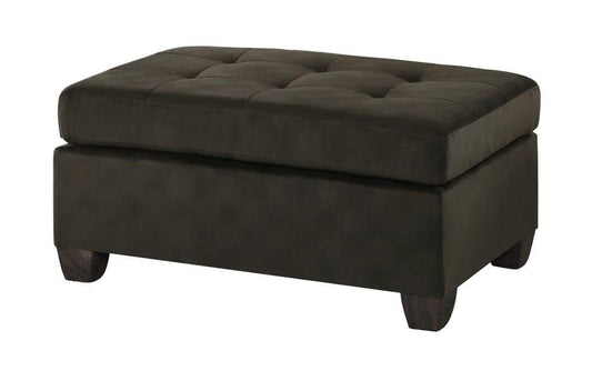 Polyester Upholstered Ottoman With Tufted Seat, Chocolate Brown