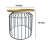 Round Tray Top Metal Accent Side End Table with Tubular Wire Frame Gold and Black I305-HGM022