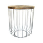 Round Wooden Top Accent Side End Table with Wire Metal Base Light Brown and Chrome I305-HGM023