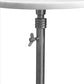 Aluminum Frame Round Side Table with Marble Top and Adjustable Height White and Silver By Casagear Home I457-AMC0022