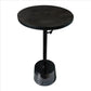 Aluminum Frame Round Side Table with Marble Top and Adjustable Height Black By Casagear Home I457-AMC0023