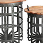 Industrial Grid Galvanized Accent End Table with Round Lid and Handles Set of 2 Gray and Brown By Casagear Home I551-FDS003