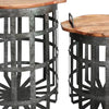 Industrial Grid Galvanized Accent End Table with Round Lid and Handles Set of 2 Gray and Brown By Casagear Home I551-FDS003
