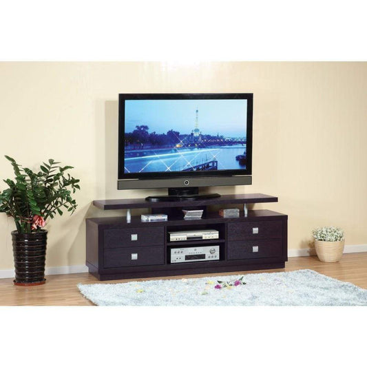 Modern Style TV Stand With 4 Drawers And 2 Open Shelves.